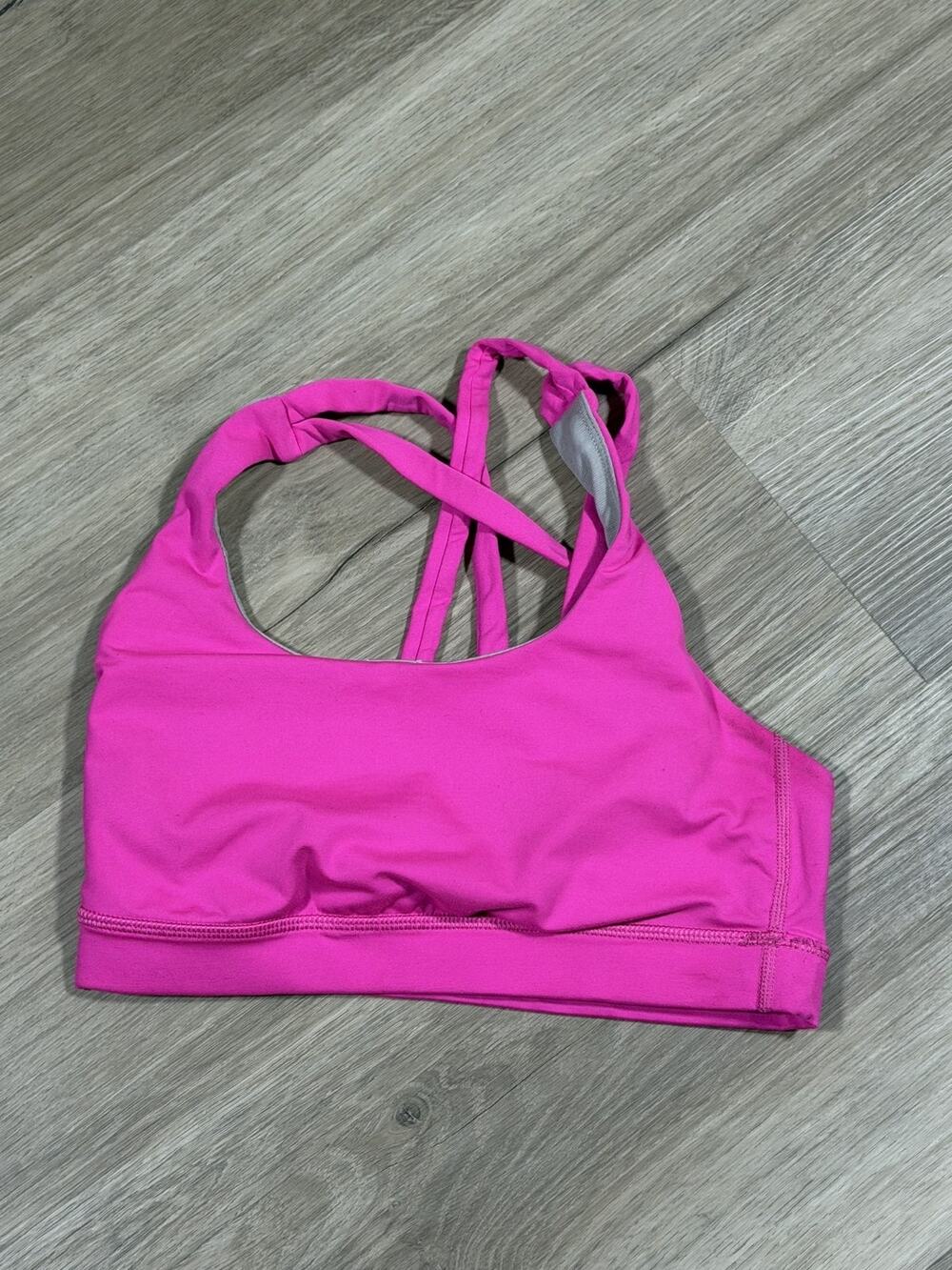 Lululemon Sports Bra Womens Size 4 Hot Pink Magenta Strappy Cross Back